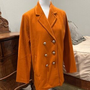 Aura Women's Orange Double-Breasted Coat